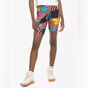 THE NIGHTMARE BEFORE CHRISTMAS Sally BIKE SHORTS! Patchwork Print Athleisure Gym